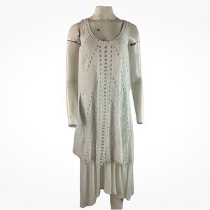 Sundance Sz S Boho Layered Lace Overlay Dress White Cotton Casual Pullover